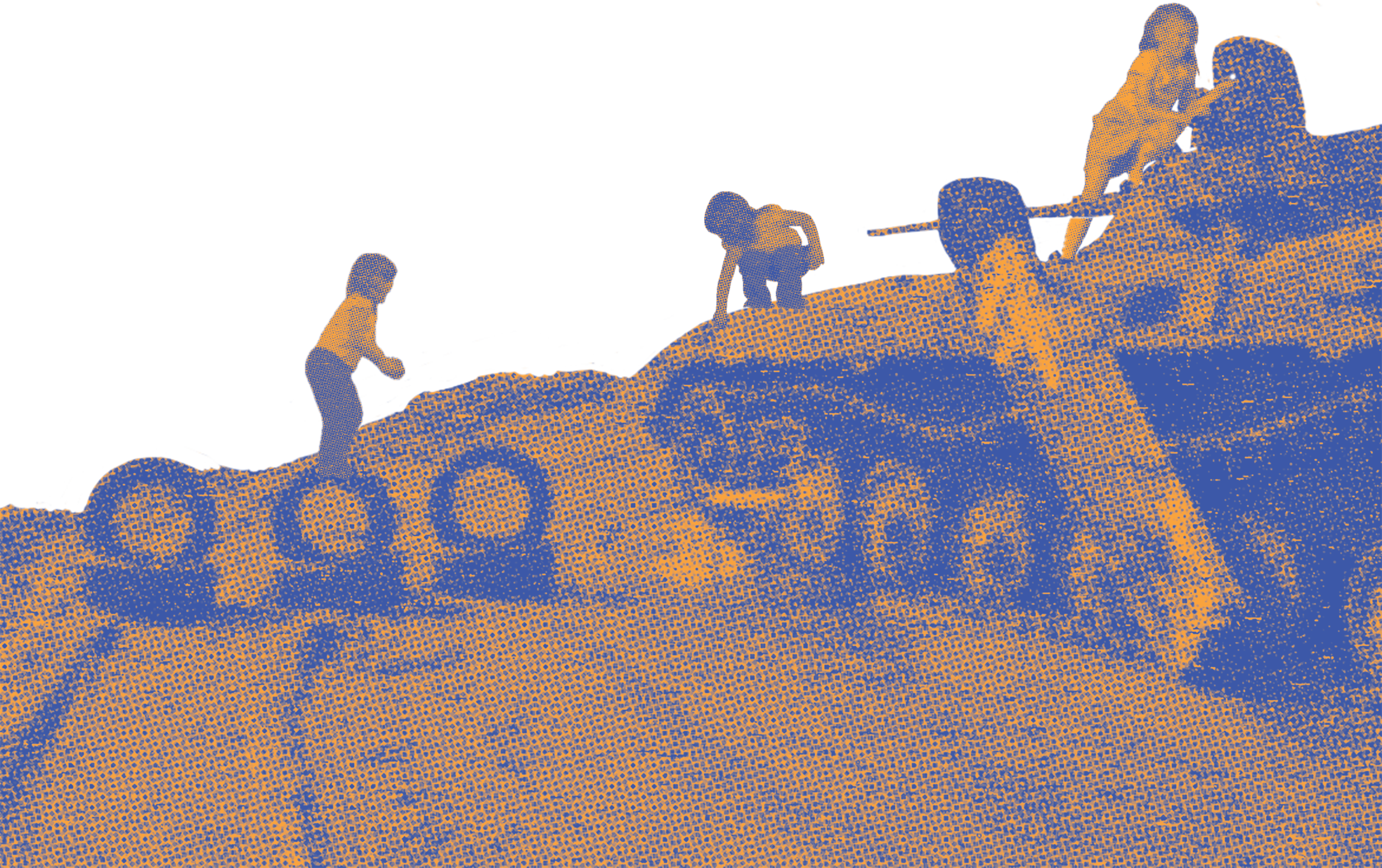 Children playing on a tank